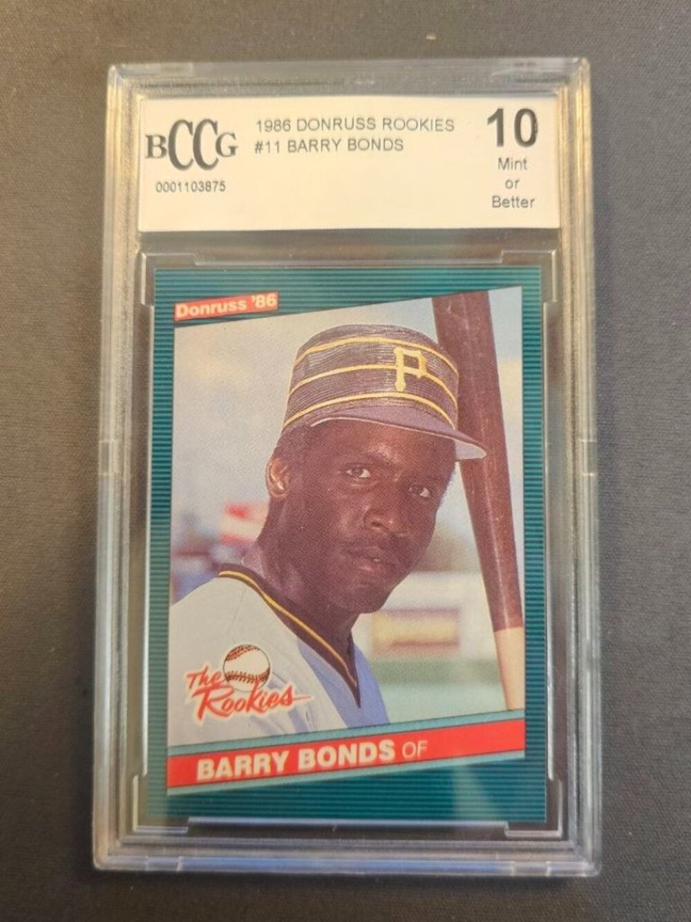 1986 Donruss The Rookies #11 Barry Bonds Rookie Card Graded by BCCG GEM MINT 10